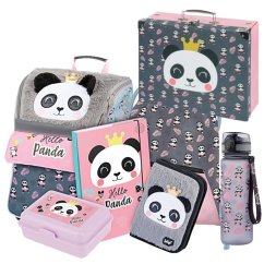 Školská aktovka v sete pre prváčikov Baagl Zippy Panda - 7 dielov