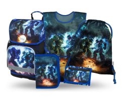 BAAGL SET 5 Ergo Roboti: aktovka, penál, sáček, zástěra, peněženka - Baagl