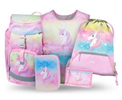 BAAGL SADA 5 Airy Rainbow Unicorn: batoh, peračník, vrecko, zástera, peňaženka - Baagl