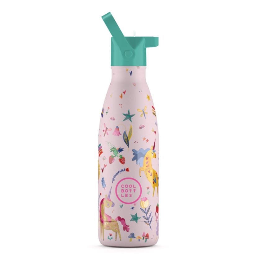 Dětská nerezová termolahev COOL BOTTLES Kids Funny Unicorns třívrstvá 350 ml 3D