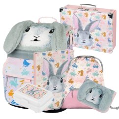 Školní aktovka v setu pro prvňáčky Baagl Zippy Bunny - 6 dílů