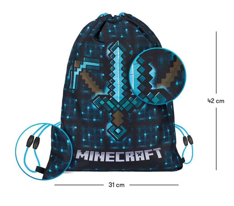 Školní set penál a sáček Baagl Minecraft Blue axe and sword - 2 díly
