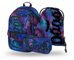 BAAGL 3 SET Core Palm: batoh, penál, sáček - Baagl