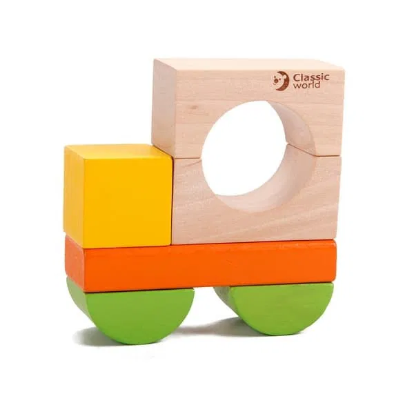 Kostky dřevěná stavebnice a vkládačka 100 ks