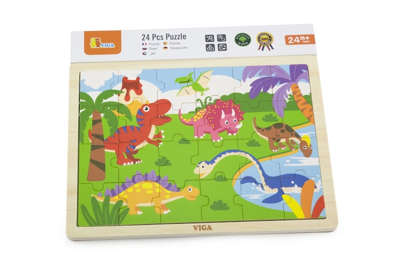 Dřevěné puzzle 24 dílků - dinosauři Viga