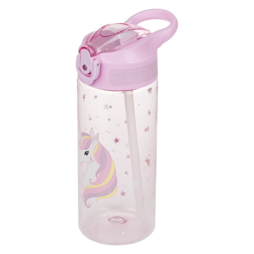 BAAGL Tritanová fľaša na nápoje so slamkou Rainbow Unicorn, 500 ml - Baagl