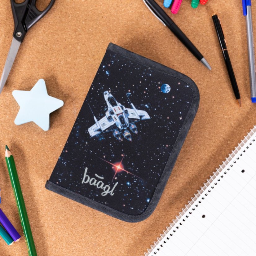 BAAGL Školní penál jednopatrový Pixel Space - Baagl