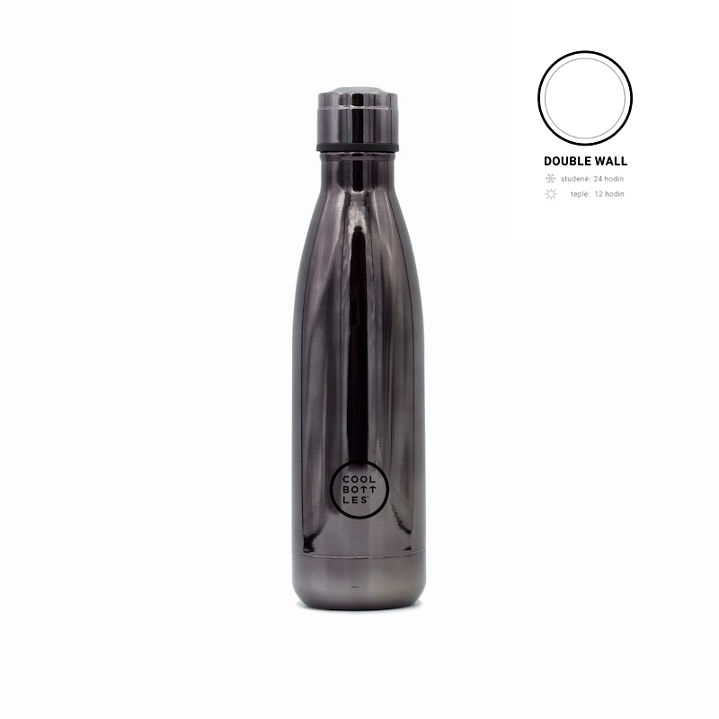 Nerezová termolahev COOL BOTTLES Chrome Graphite dvouvrstvá 500ml