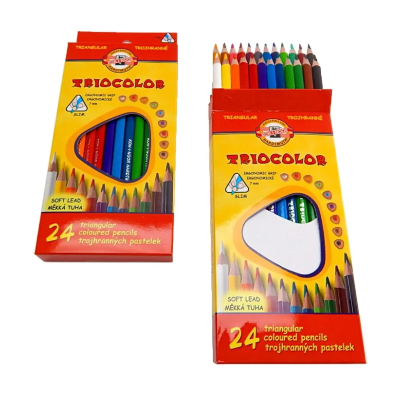 Koh-i-Noor pastelky 24 ks – trojhranné slabé, ergonomické