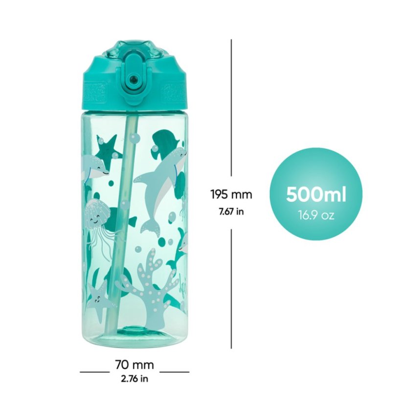 BAAGL Tritanová fľaša na nápoje so slamkou Delfín, 500 ml - Baagl