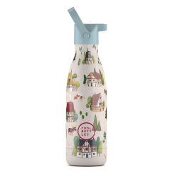 Dětská nerezová termolahev COOL BOTTLES Kids Tudor Village třívrstvá 350ml 3D