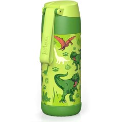 Detská termo fľaša z nerezovej ocele so slamkou JARLSON CHARLI Dinosaurus 350 ml