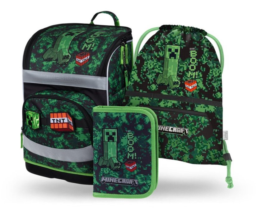 BAAGL SET 3 Zippy Plus Minecraft Boom: aktovka, penál, sáček - Baagl