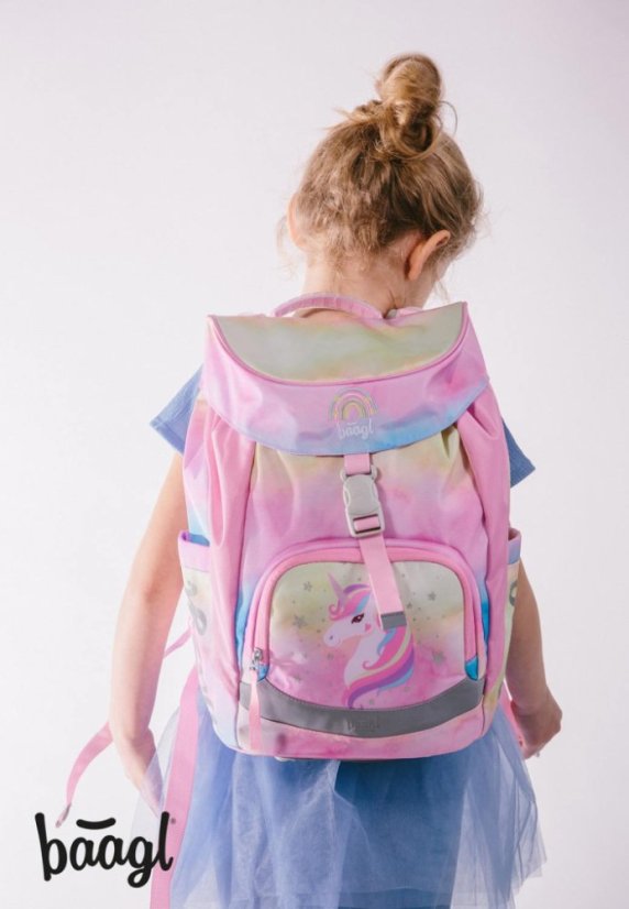 BAAGL SET 5 Airy Rainbow Unicorn: batoh, penál, sáček, zástěra, peněženka - Baagl