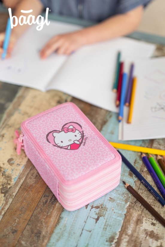 BAAGL Školní penál třípatrový Hello Kitty Sweet Leopard GRS - Baagl