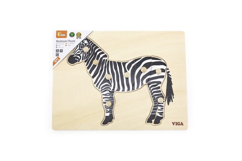 Dřevěná montessori vkládačka - zebra Viga