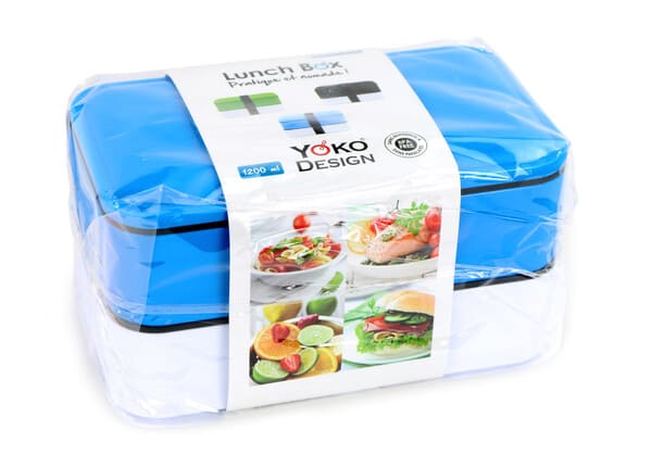 Box na jídlo Yoko Design dvoupatrový modrý 1200 ml
