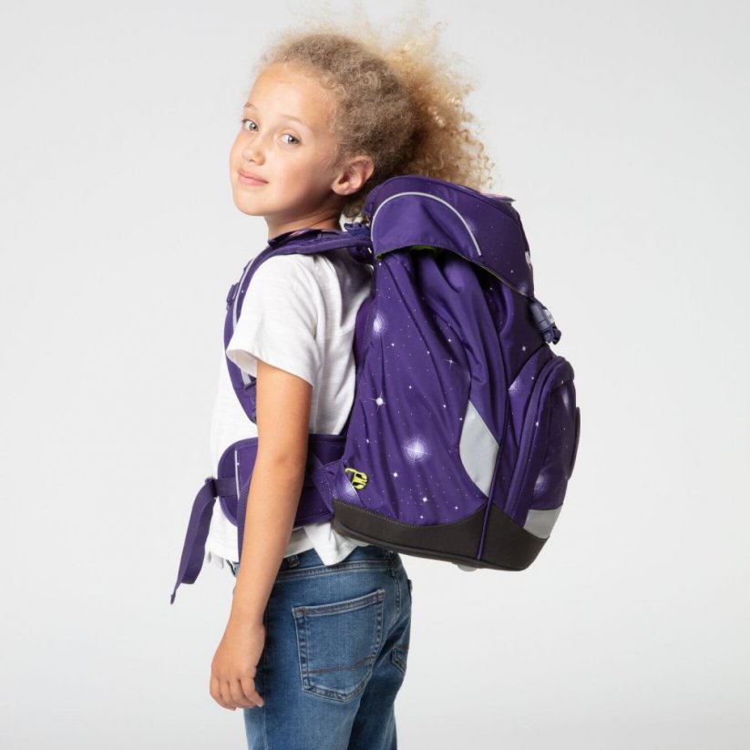 Školní batoh pro prvňáčky Ergobag prime Galaxy fialový
