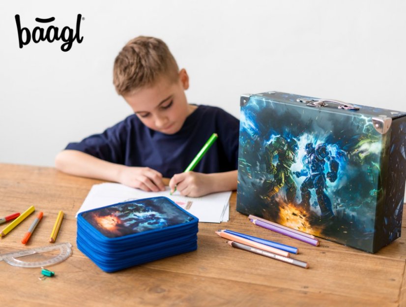 BAAGL Školní penál třípatrový Roboti - Baagl