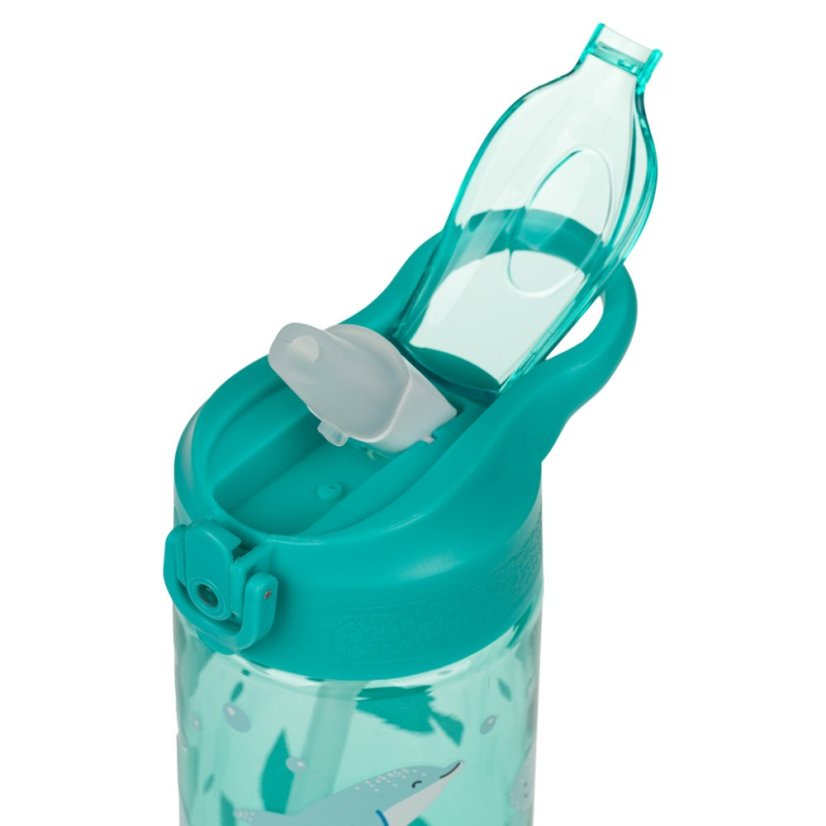 BAAGL Tritanová fľaša na nápoje so slamkou Delfín, 500 ml - Baagl
