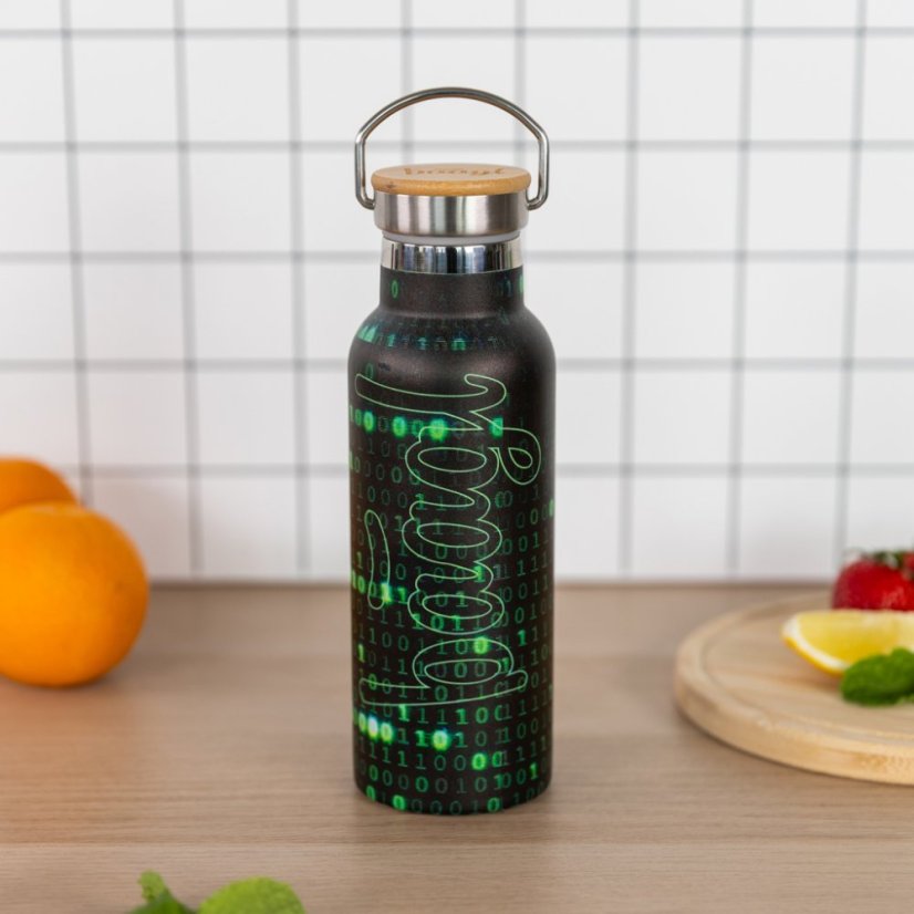 BAAGL Termoláhev s bambusovým víčkem Numbers, 500 ml - Baagl