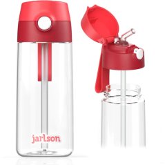Detská tritanová fľaša na pitie so slamkou JARLSON EMI Red 500 ml