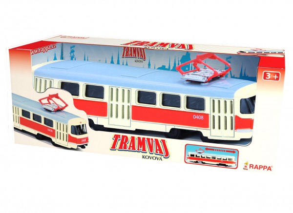 Tramvaj Tatra T3 česká kovová 16cm retro na zpětný chod v krabičce 20x8x6cm CZ design - Rappa