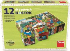 Dřevěné kostky Sněhurka - 12 kostek