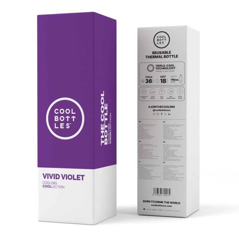 Nerezová termolahev COOL BOTTLES Vivid Violet třívrstvá 750 ml