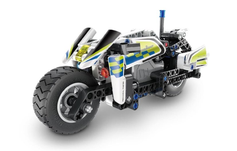 Stavebnice iM.MASTER policejní motorka na zpětné natažení plast 193 dílků v krabici 29x20x6cm