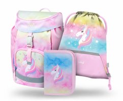 BAAGL 3 SET Airy Rainbow Unicorn: aktovka, penál, sáček