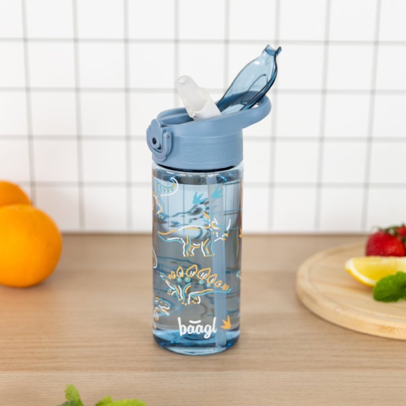 BAAGL Tritanová fľaša na nápoje so slamkou Dino, 500 ml - Baagl