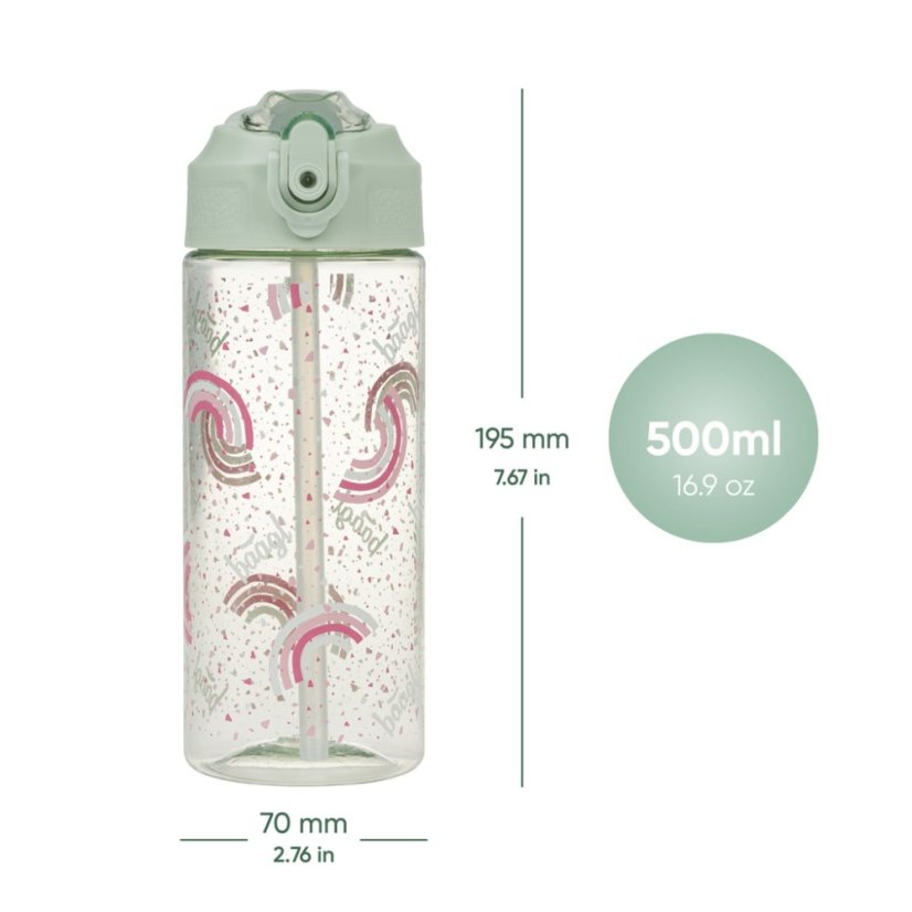 BAAGL Tritanová láhev na pití s brčkem Duha 500 ml - Baagl