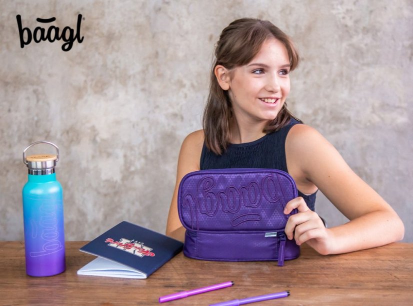 BAAGL SET 3 Coolmate Plum: batoh, penál, sáček - Baagl