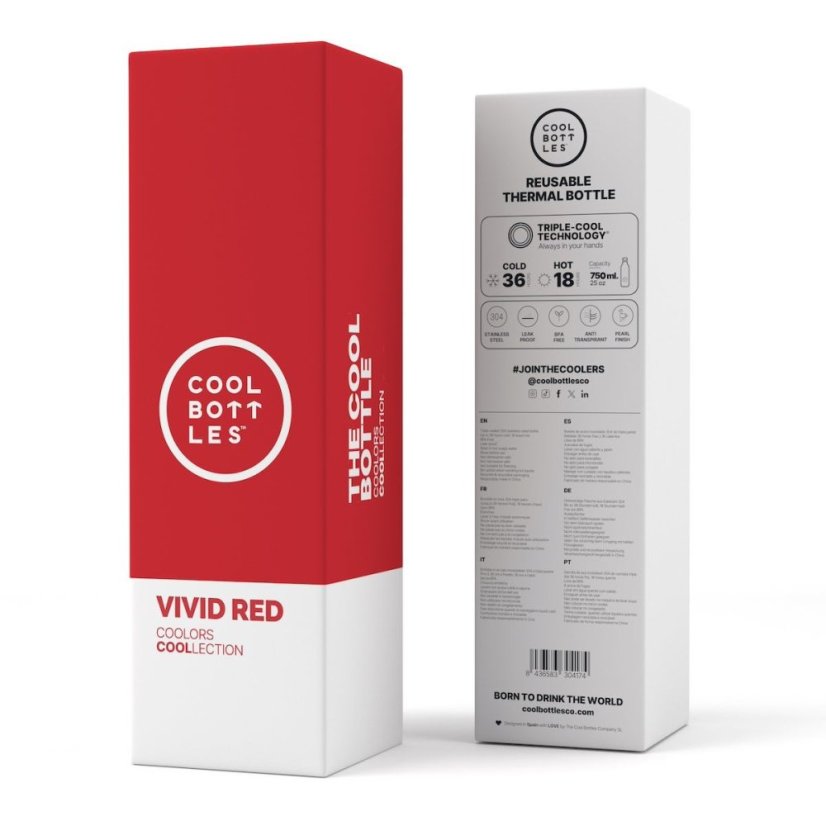 Nerezová termolahev COOL BOTTLES Vivid Red třívrstvá 750 ml