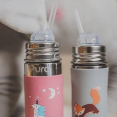 Nerezová fľaša na pitie Pura so slamkou 325 ml - Unicorn