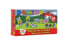 Domino Moje první zvířátka dřevo společenská hra 28ks v krabičce 17x9x3,5cm MPZ - Teddies