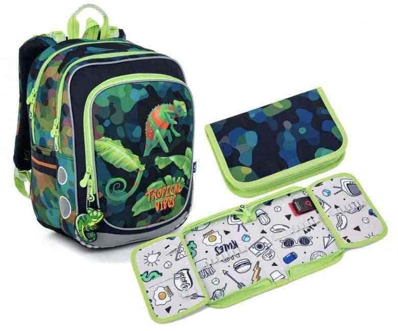 Levně Školní batoh v setu Topgal s chameleony ENDY 22055 SET SMALL