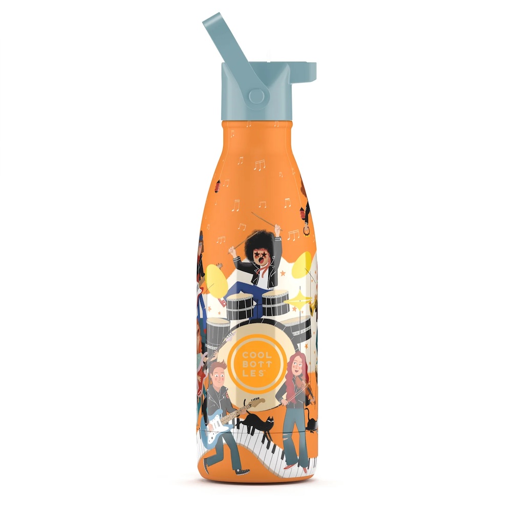 Levně Dětská nerezová termolahev COOL BOTTLES Kids Music Beat třívrstvá 350 ml 3D
