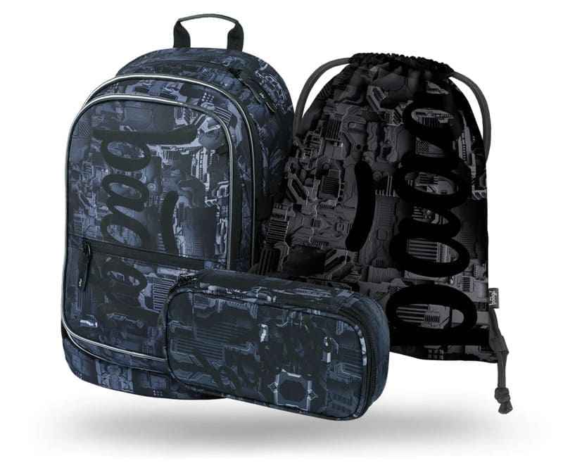 Levně Školní batoh v setu Baagl Core Technic - 3 díly