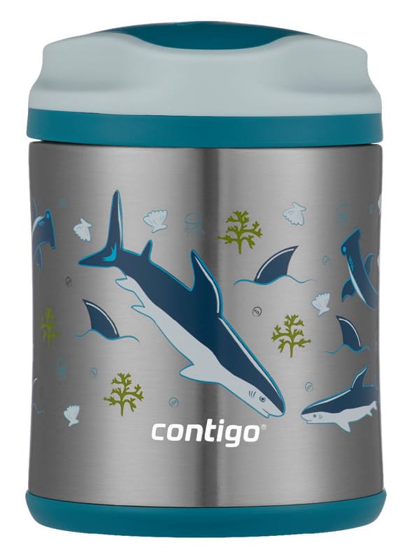 Levně Dětská závitová jídelní termoska CONTIGO Kids Food Jar 300 ml - žraloci