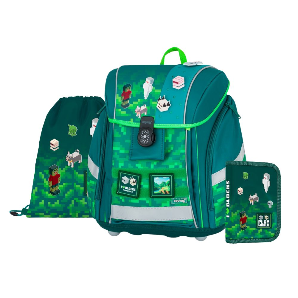 Oxybag Školní set Premium Light Playworld – aktovka, penál, sáček