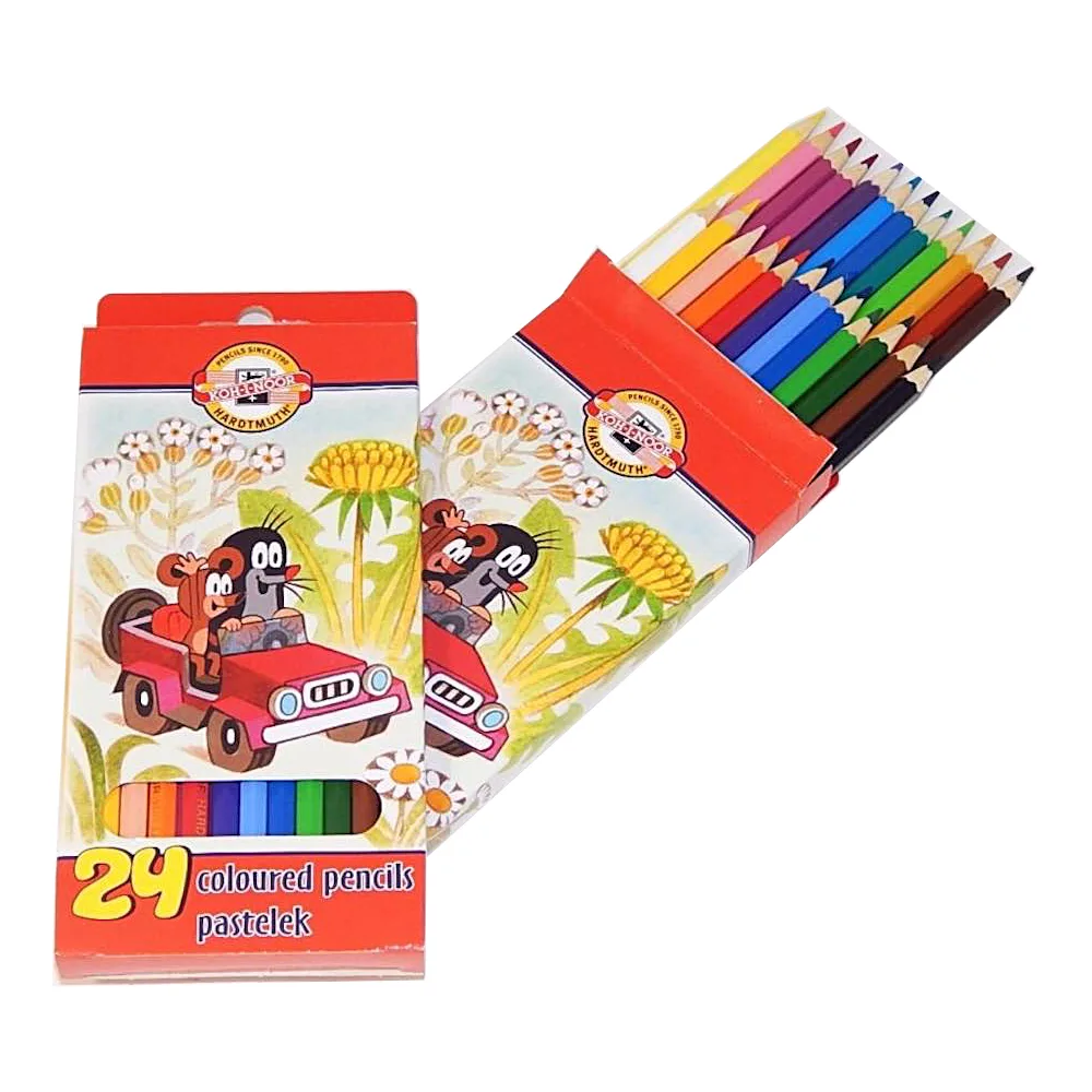 Levně Koh-i-Noor pastelky 24 ks Krtek – šestihranné, dřevěné, syté odstíny