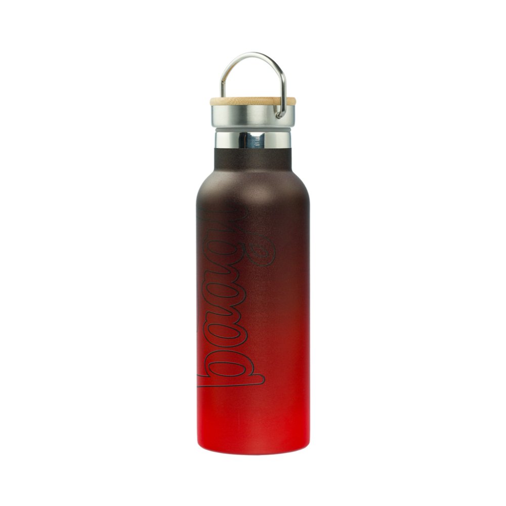 Levně BAAGL Termoláhev s bambusovým víčkem Gradient červeno-černá, 500 ml