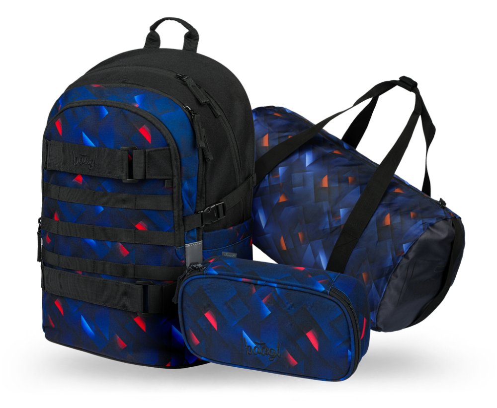 BAAGL SET 3 Skate Indigo: batoh, penál, sportovní taška
