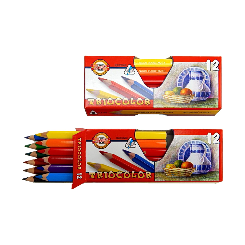 Levně Koh-i-Noor pastelky 12 ks – trojhranné silné, ergonomické