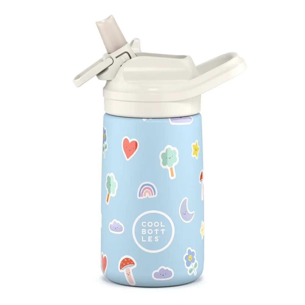 Levně Dětská nerezová termoláhev COOL BOTTLES Kiddie Rainbow Clouds 350 ml 3D