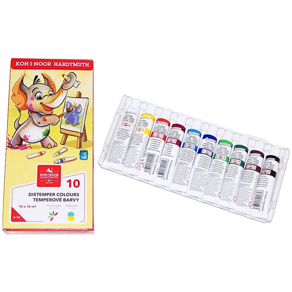 Levně Temperové barvy Koh-i-Noor Slon – 10 odstínů 16 ml
