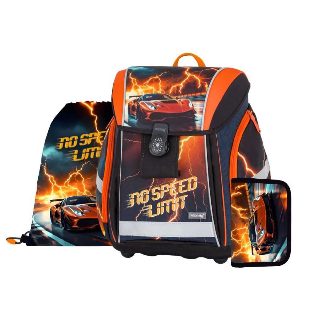 Oxybag Školní set Premium Light Auto 2 – aktovka, penál, sáček