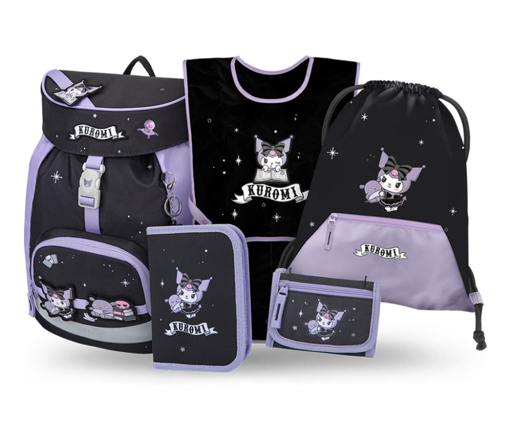 BAAGL SET 5 Airy Kuromi Fortune Dream: batoh, penál, sáček, zástěra, peněženka GRS